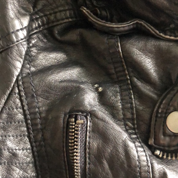 COPY - Free People Black Leather Jacket w/ Removable Hood - Picture 9 of 10
